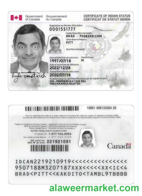 Canada Indian status ID card
